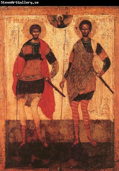 unknow artist Icon of St Theodore Stratilates and St Theodore Tyron
